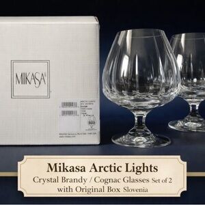 Elegant Mikasa Arctic Lights Slovenia Crystal Brandy Cognac Set of Two/Orig.Box